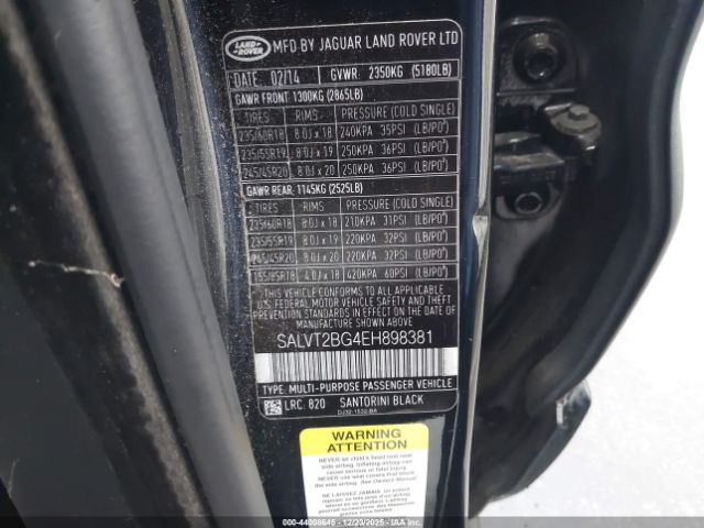 2014 LAND ROVER RANGE ROVER EVOQUE SALVT2BG4EH898381 Photo 8