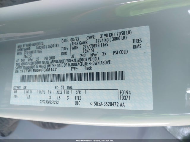 Ford F-150 Tremor 2023 1FTFW1E55PFC68147 Image 9