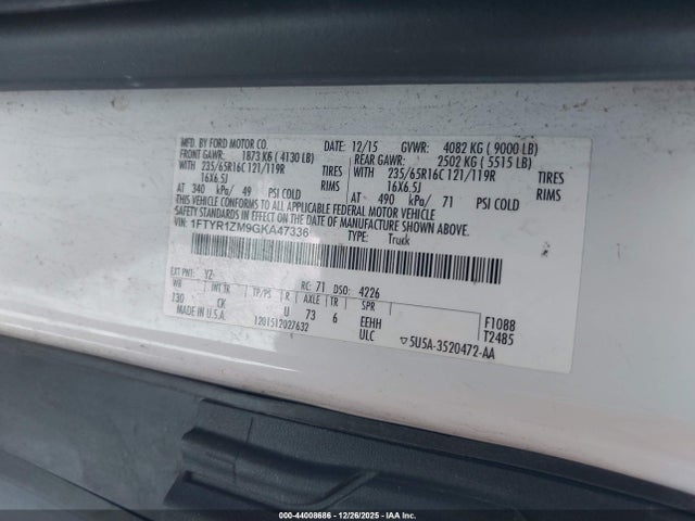 1FTYR1ZM9GKA47336 Ford Transit-250