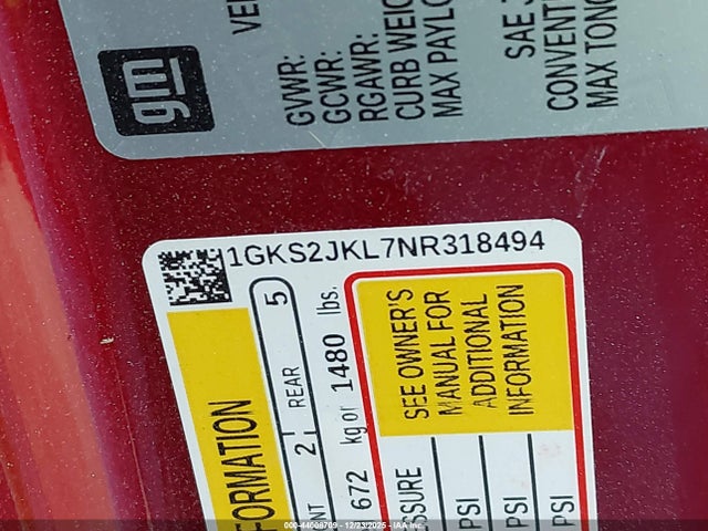 1GKS2JKL7NR318494 GMC Yukon Xl 4wd Denali