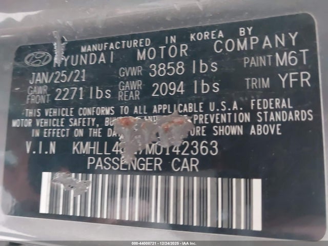 KMHLL4AG7MU142363 Hyundai ELANTRA SE