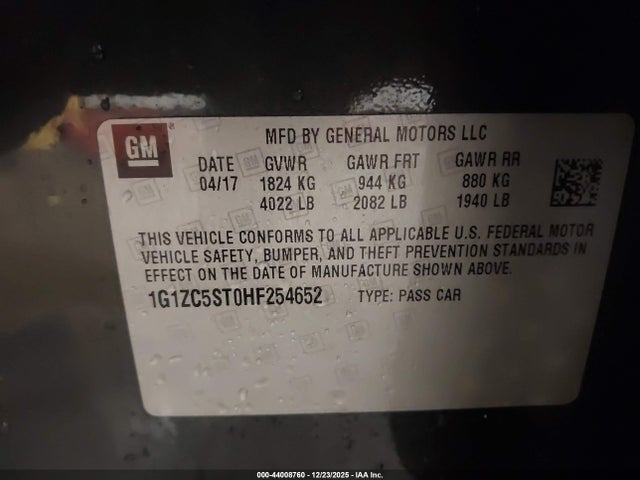 1G1ZC5ST0HF254652 Chevrolet Malibu 1fl