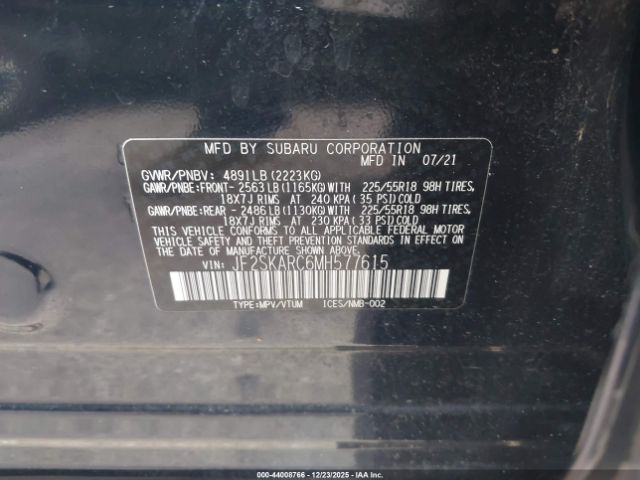 2021 SUBARU FORESTER JF2SKARC6MH577615 Photo 8