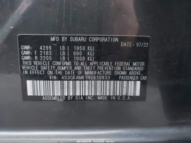 4S3GKAM61N3610833 Subaru Impreza Sport
