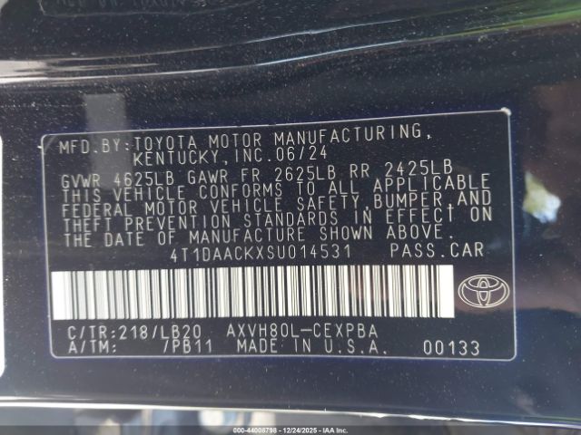 2025 TOYOTA CAMRY 4T1DAACKXSU014531 Photo 8
