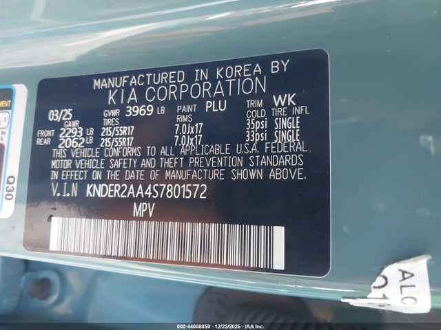 Aukcja sprzedaży 2025 Kia Seltos Ex, vin: KNDER2AA4S7801572, numer aukcji: 44008859