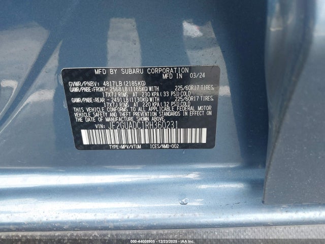 Subaru Crosstrek Premium 2024 JF2GUADC1RH360231 Image 9
