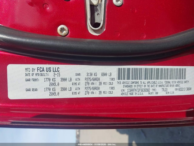 Продаж на аукціоні авто 2015 Ram 1500 Laramie, vin: 1C6RR7NT2FS636982, номер лоту: 44008934