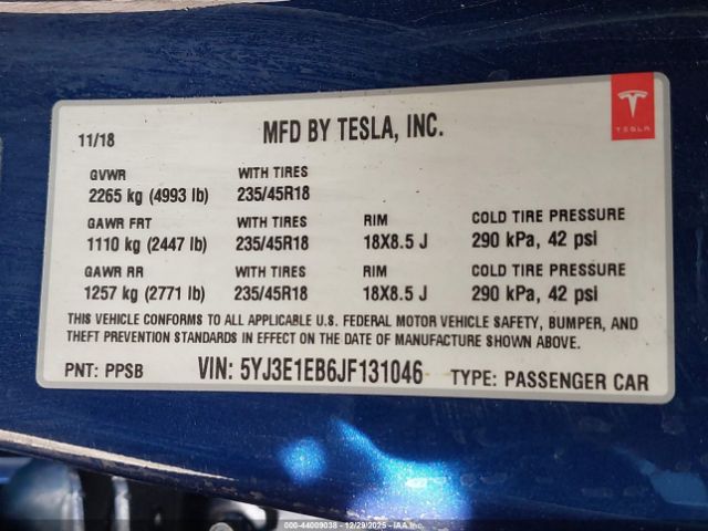 2018 TESLA MODEL 3 5YJ3E1EB6JF131046 Photo 8