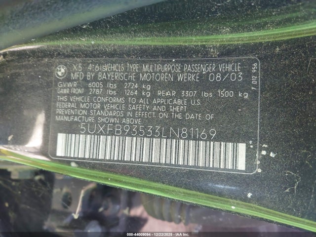 2003 BMW X5 5UXFB93533LN81169 Photo 8