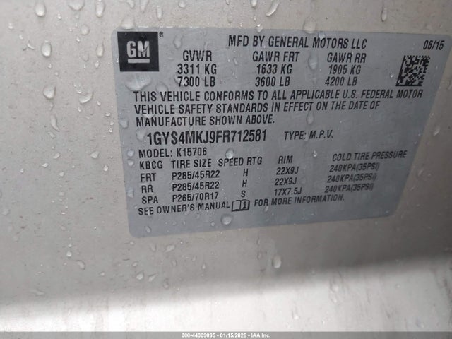 2015 CADILLAC ESCALADE 1GYS4MKJ9FR712581 Photo 8