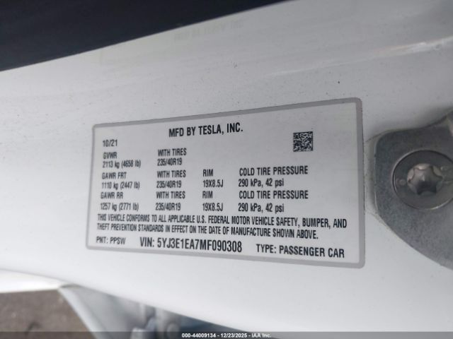 2021 TESLA MODEL 3 5YJ3E1EA7MF090308 Photo 8