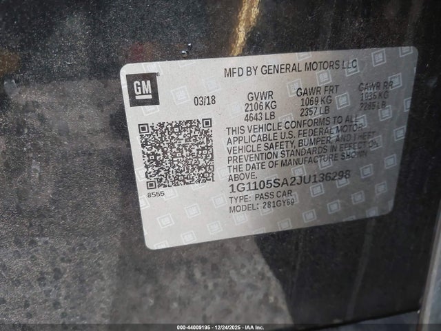 Chevrolet IMPALA 1LT 2018 1G1105SA2JU136298 Image 9