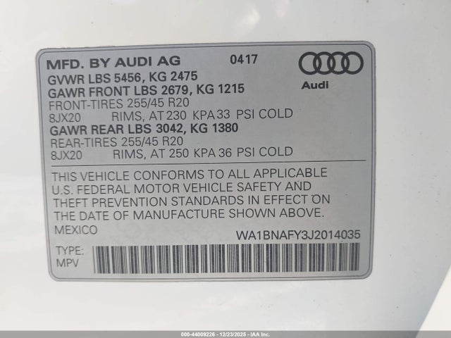 2018 AUDI Q5 WA1BNAFY3J2014035 Photo 8