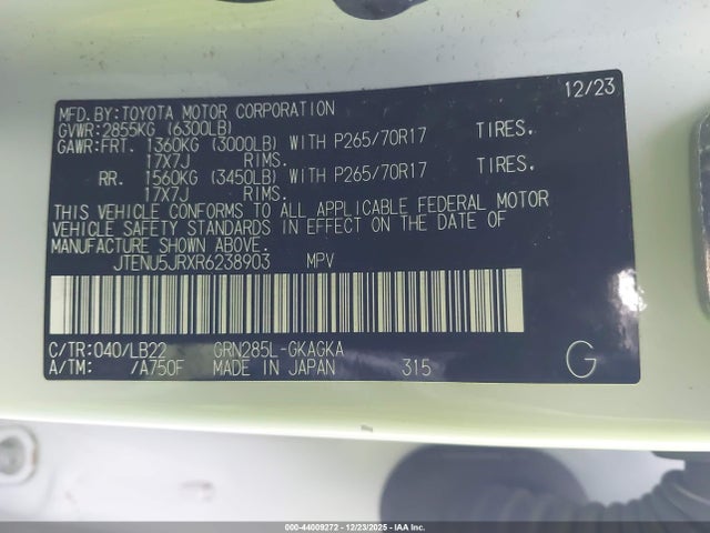 JTENU5JRXR6238903 Toyota 4runner Sr5 Premium