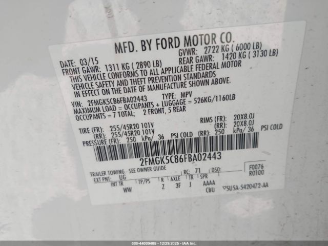 2015 FORD FLEX 2FMGK5C86FBA02443 Photo 8