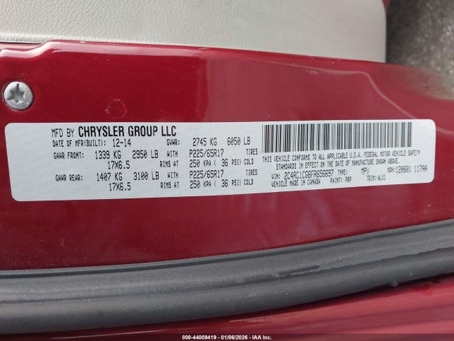 Aukcja sprzedaży 2015 Chrysler Town & Country Touring-l, vin: 2C4RC1CG6FR656697, numer aukcji: 44009419