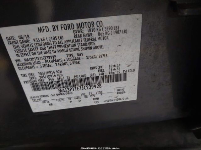 2018 FORD ECOSPORT MAJ3P1TE7JC239928 Photo 8