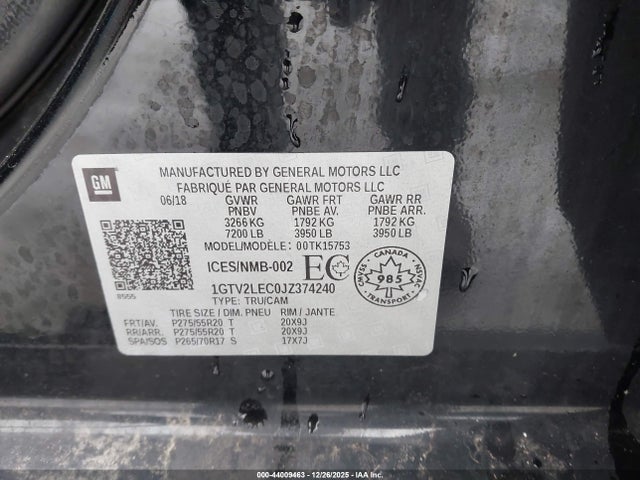 1GTV2LEC0JZ374240 GMC SIERRA 1500