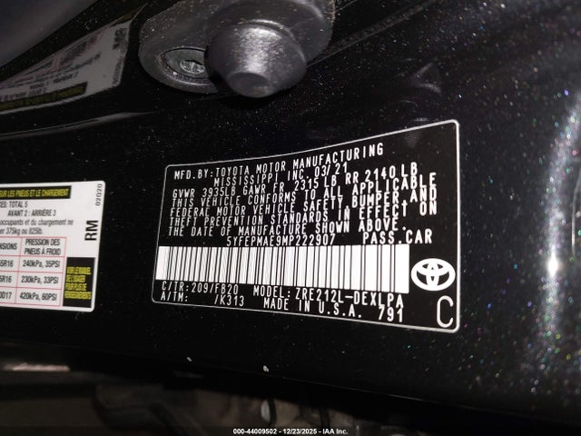 Toyota COROLLA LE 2021 5YFEPMAE9MP222907 Image 9