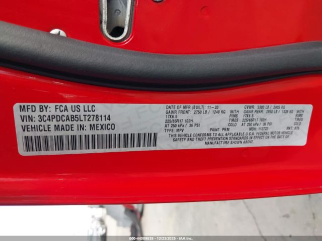 2020 DODGE JOURNEY 3C4PDCAB5LT278114 Photo 8