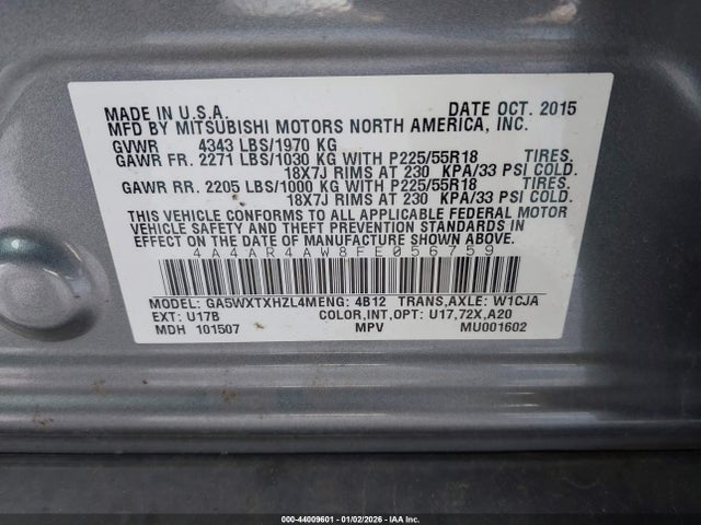 2015 MITSUBISHI OUTLANDER SPORT 4A4AR4AW8FE056759 Photo 8