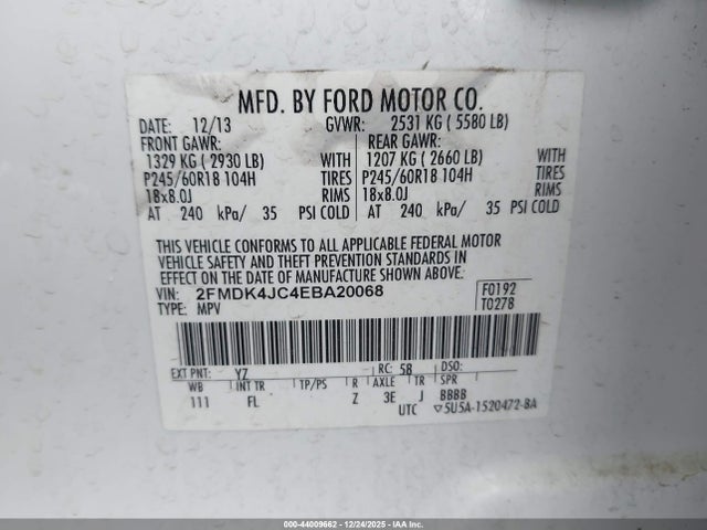 Ford EDGE SEL 2014 2FMDK4JC4EBA20068 Image 9