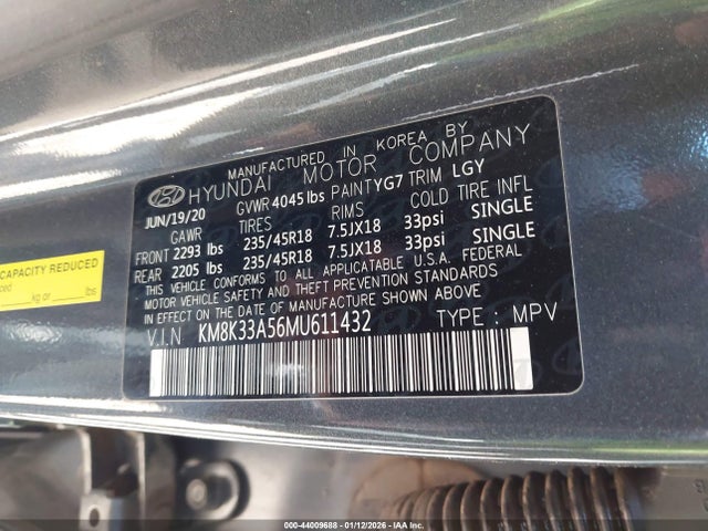 KM8K33A56MU611432 Hyundai Kona Limited