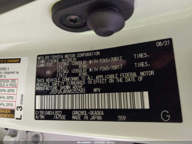 2022 TOYOTA 4RUNNER JTEFU5JR5N5252583 Photo 8