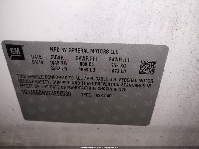 Chevrolet Sonic Ls Auto 2014 1G1JA6SH2E4200569 Image 9