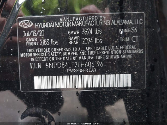 5NPD84LF2LH606196 Hyundai Elantra Value Edition
