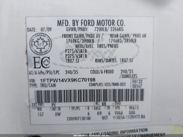 2009 FORD F-150 1FTPW14VX9KC70198 Photo 8