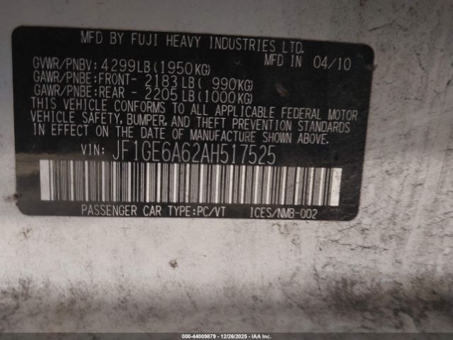 2010 SUBARU IMPREZA JF1GE6A62AH517525 Photo 8