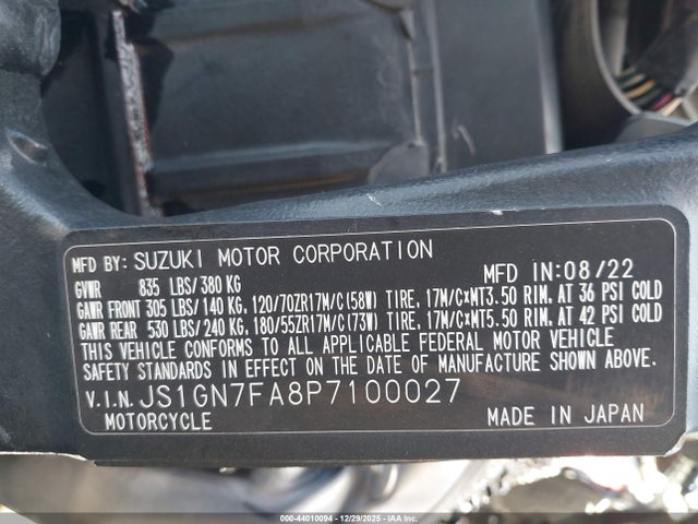 Suzuki GSX-R600 2023 JS1GN7FA8P7100027 Image 10