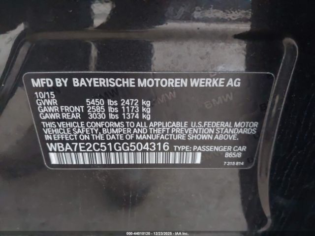 2016 BMW 740I WBA7E2C51GG504316 Photo 8