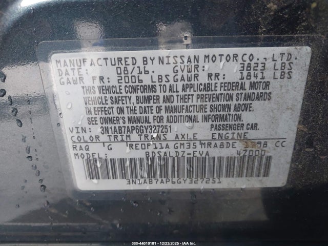 3N1AB7AP6GY327251 Nissan SENTRA SV