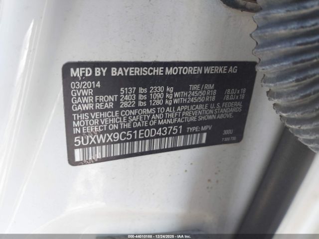 2014 BMW X3 5UXWX9C51E0D43751 Photo 8