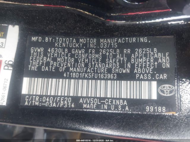 2015 TOYOTA CAMRY HYBRID 4T1BD1FK5FU163963 Photo 8