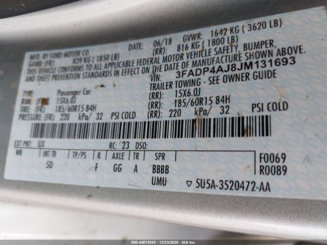 2018 FORD FIESTA 3FADP4AJ8JM131693 Photo 8