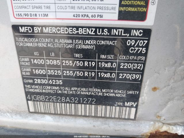 2008 MERCEDES-BENZ ML 320 CDI 4JGBB22E28A321272 Photo 8