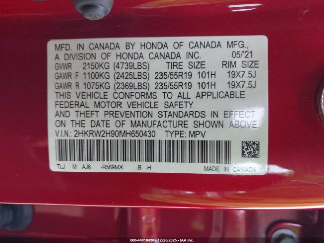 2021 HONDA CR-V 2HKRW2H90MH650430 Photo 8