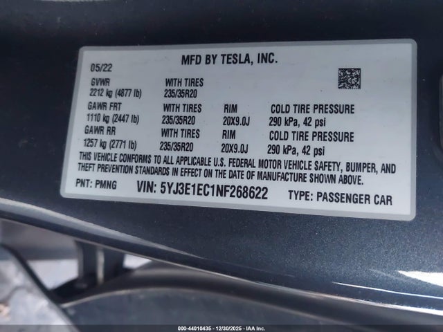 2022 TESLA MODEL 3 5YJ3E1EC1NF268622 Photo 8