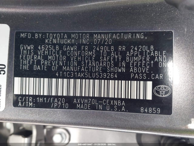 Toyota a25a-fxs, 3nm (li) 2020 4T1C31AK5LU539264 Image 9
