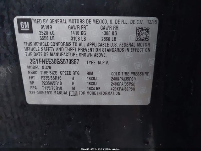 2016 CADILLAC SRX 3GYFNEE36GS570867 Photo 8