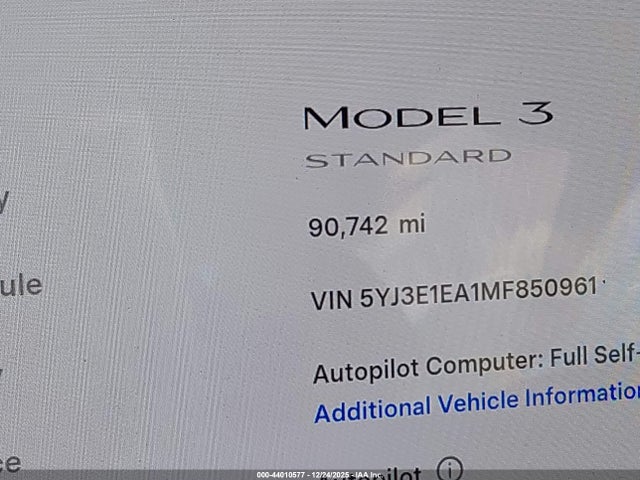Tesla Model 3 Standard Range Plus Rear-wheel Drive 2021 5YJ3E1EA1MF850961 Image 15