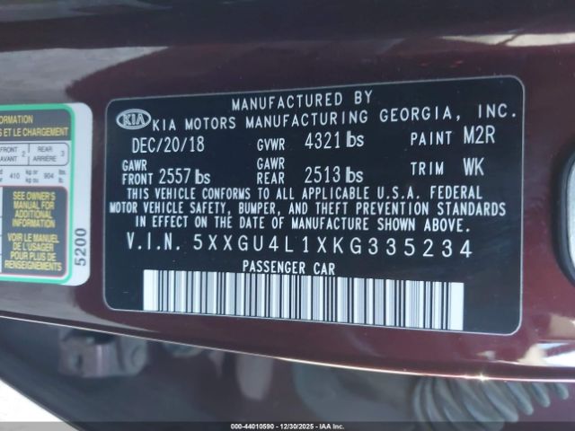 2019 KIA OPTIMA 5XXGU4L1XKG335234 Photo 8