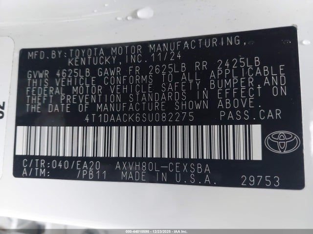 Toyota CAMRY SE 2025 4T1DAACK6SU082275 Image 9