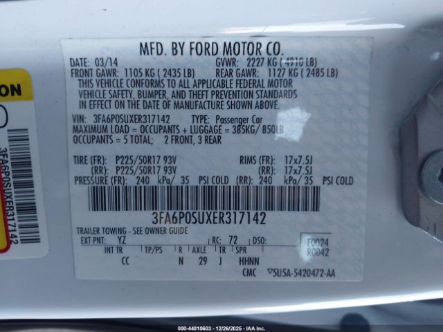 2014 FORD FUSION ENERGI 3FA6P0SUXER317142 Photo 8