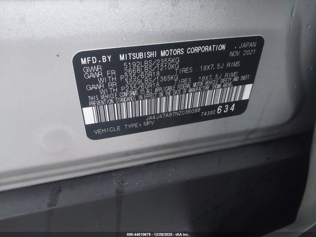 2022 MITSUBISHI OUTLANDER JA4J4TA87NZ036098 Photo 8