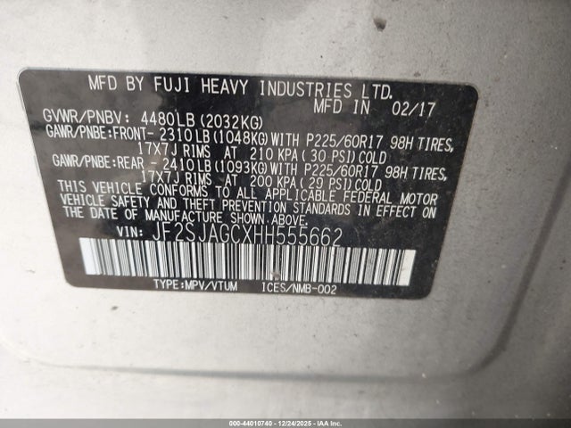 Subaru Forester 2.5i Premium 2017 JF2SJAGCXHH555662 Image 9